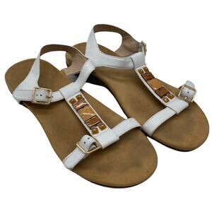 Vionic Lennox Backstrap White Women's Sandals Size 8 EUC Buckle Straps Open Toe